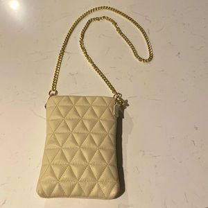 Anna Paola genuine Ivory leather quilted crossbody purse